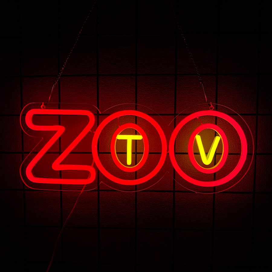 Zoo Party Games - Zoo-TV-Neonschild, LED-Buchstaben-Wanddekoration, USB-betrieben, geeignet für Bars,