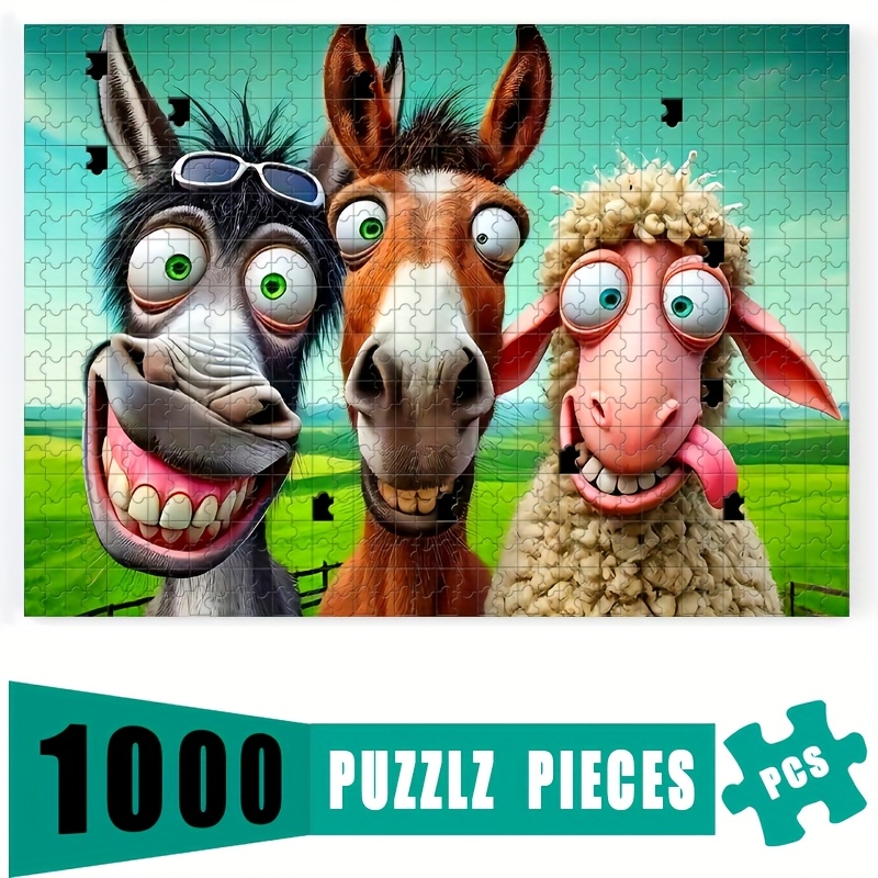 Party Family Games - 1000-teiliges Puzzlespiel mit lustigen Esel-Figuren –