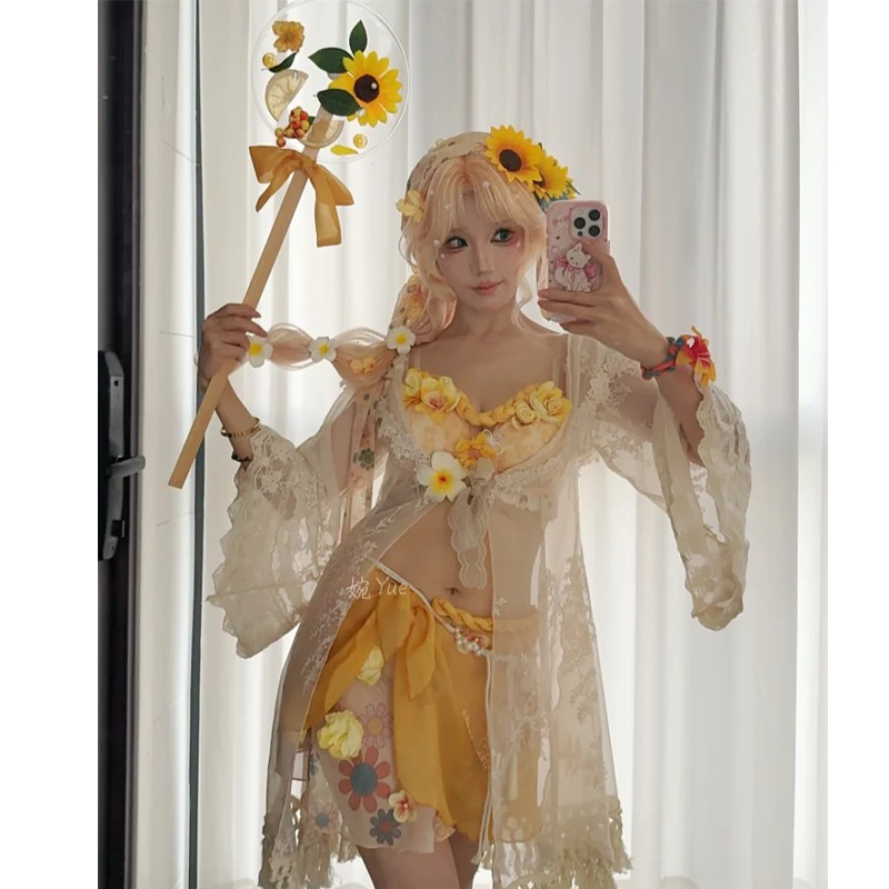 Party Games Summer - Naiad Grace ​ ​ Sommer-Gold-Cosplay-Kostüm Perücke