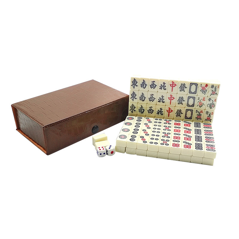 Party Games Classic - 1 Set Tragbares Mahjong-Box-Set mit 144