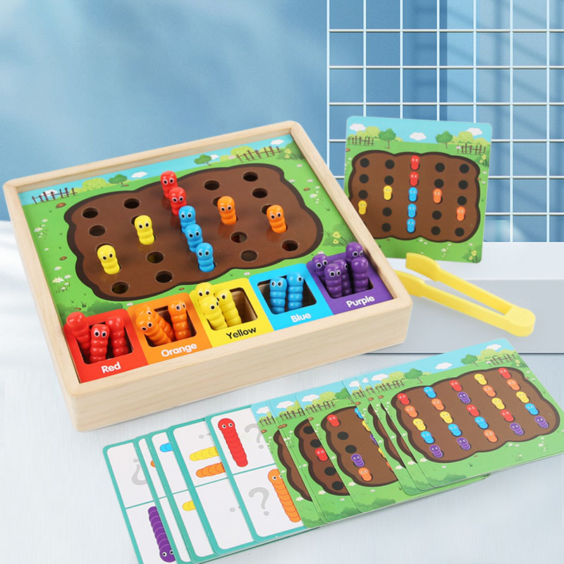 Party Games Animals - Montessori-Farbklassifizierung, das Würmer fängt, Spiel für