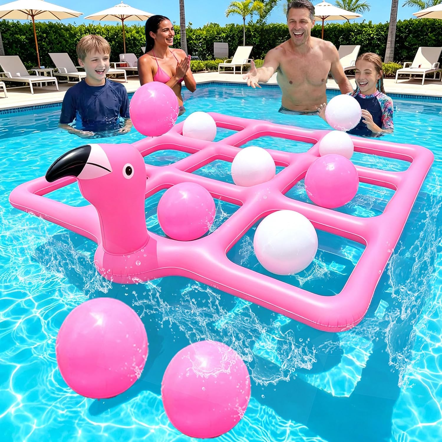 Tic Tac Toe Giant - Rosa Riesen-Flamingo Pool Tic Tac Toe