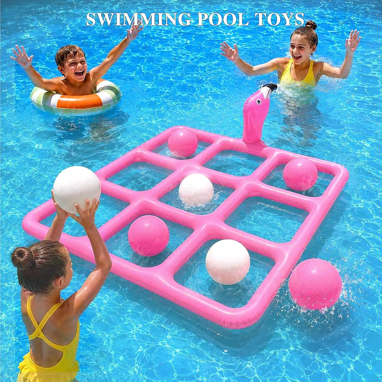Rosa Riesen-Flamingo Pool Tic  – Tic Tac Toe Giant Bewertung und Preis