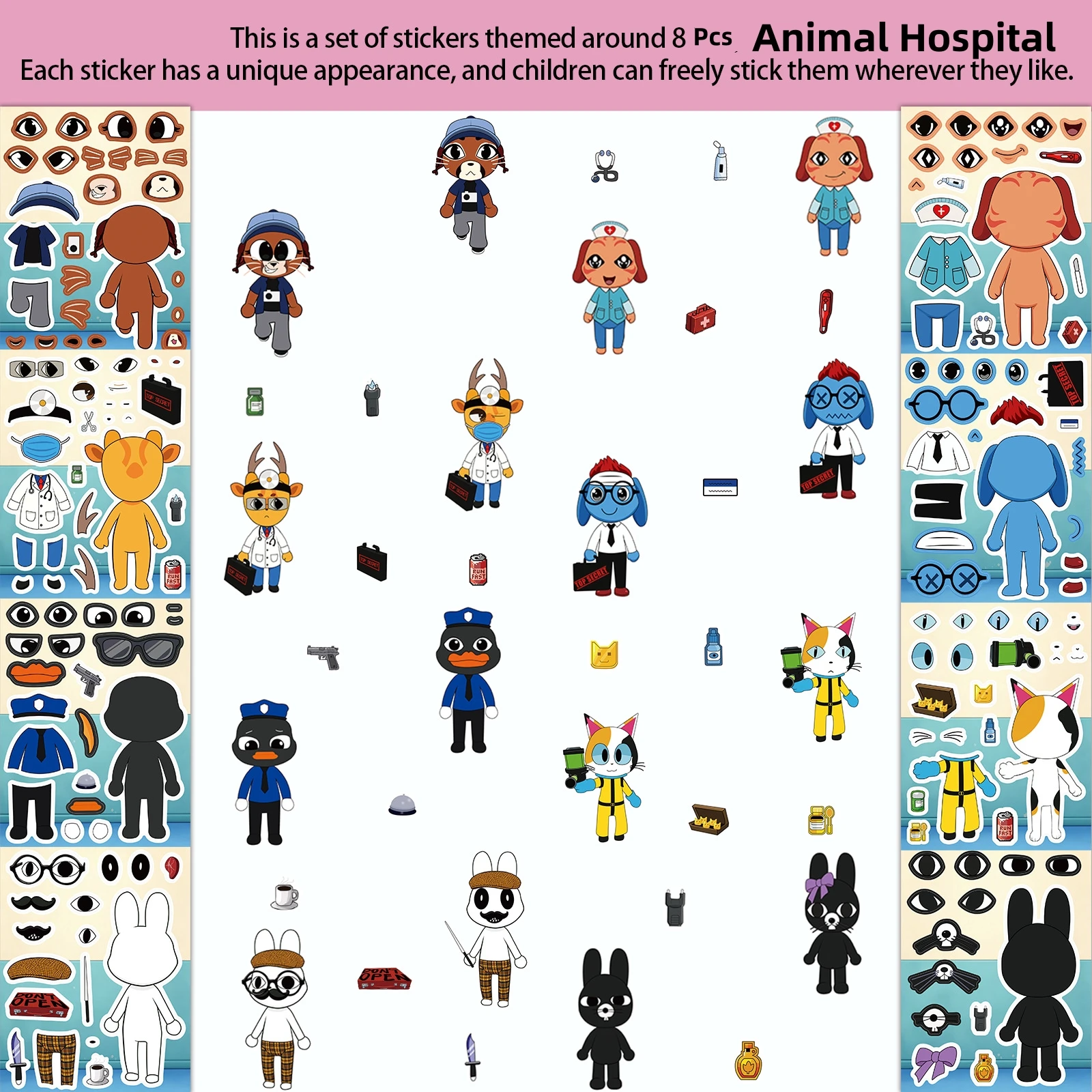 8 Stück/Set Tierklinik-Puzzle, – Party Games Animals Bewertung und Preis